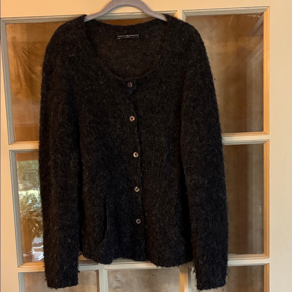 Peruvian Connection Charcoal Button-Up Cardigan - image 1